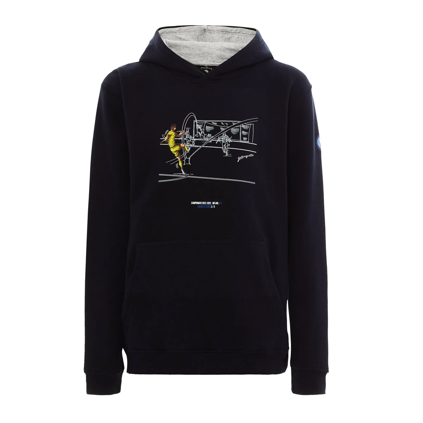 Inter Felpe E Giacche^IM FELPA CAPPUCCIO DZEKO VS BOLOGNA BAMBINO BLU NAVY