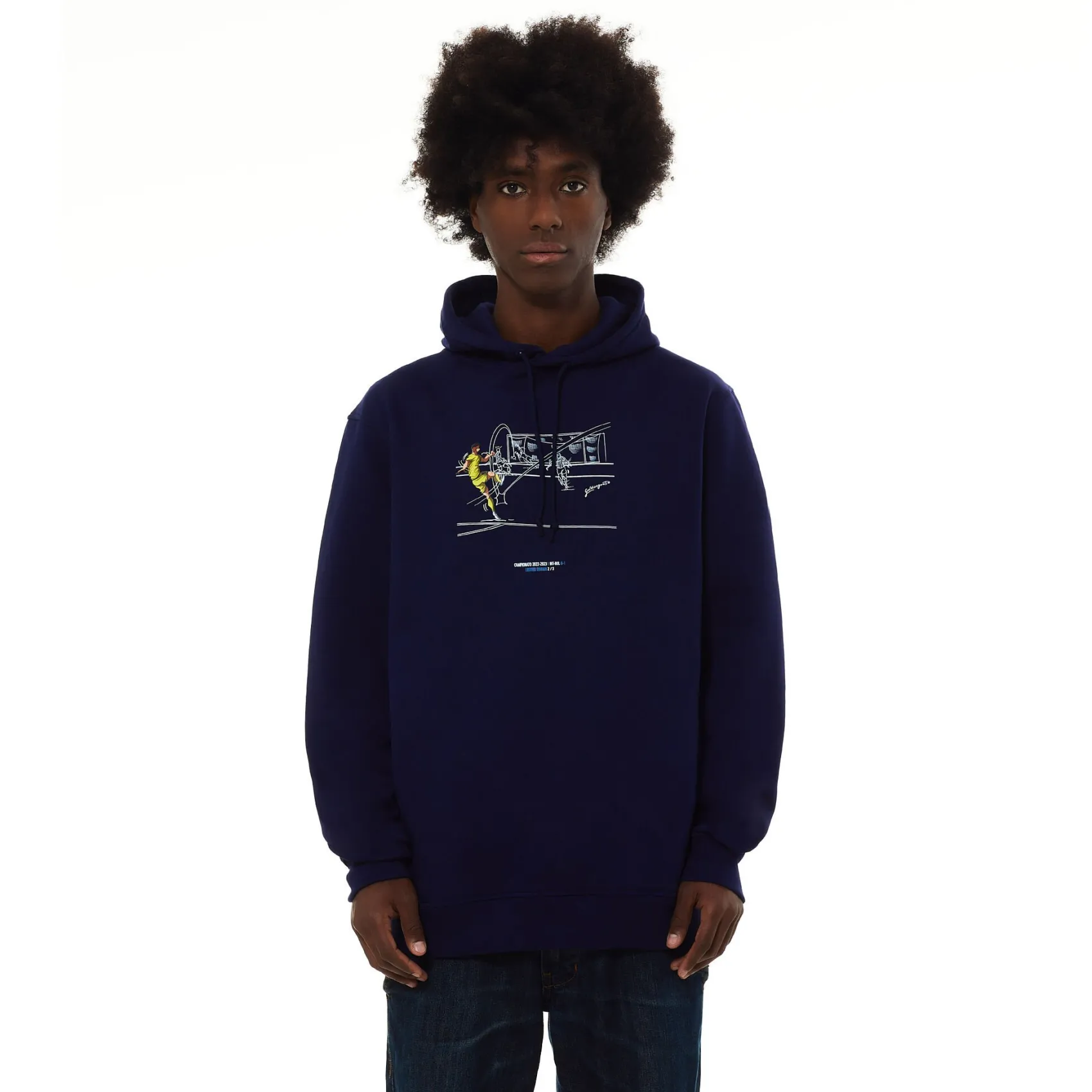 Inter Felpe E Giacche^IM FELPA CAPPUCCIO DZEKO VS BOLOGNA BLU NAVY