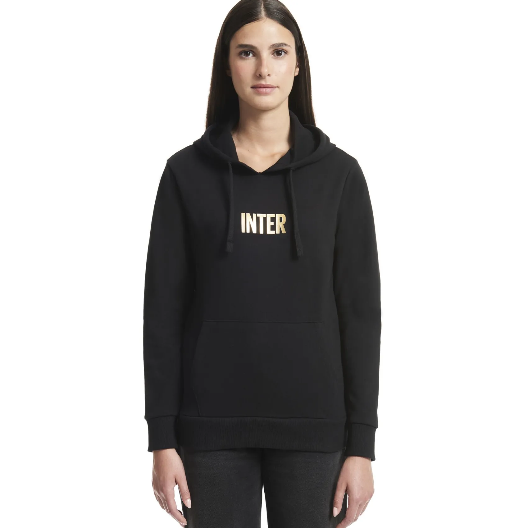 Inter Felpe E Giacche^IM FELPA CON CAPPUCCIO BACK TO STADIUM 22:43 DONNA NERO