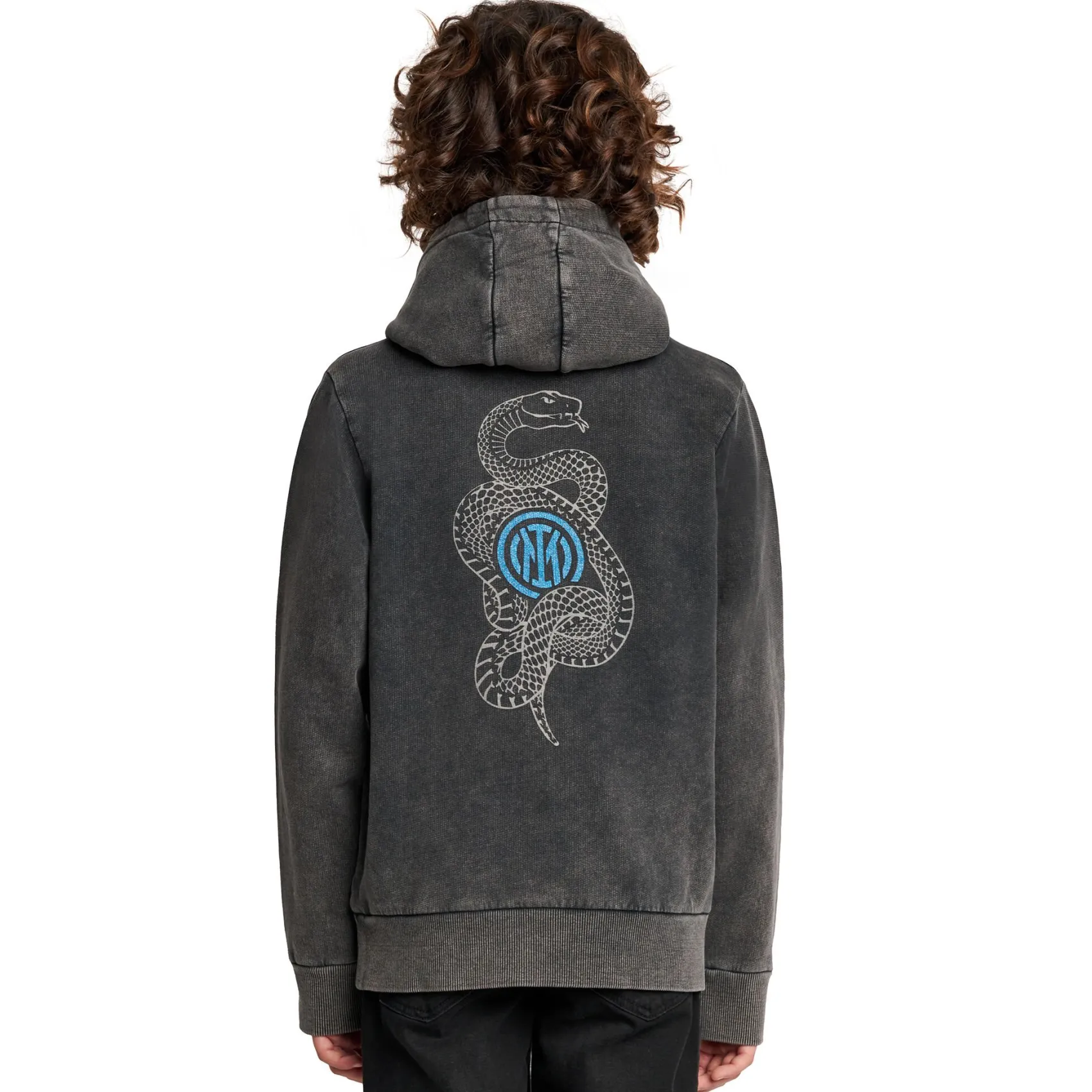 Inter Felpe E Giacche^IM FELPA CON CAPPUCCIO SNAKE CLUB BAMBINO GRIGIO SCURO