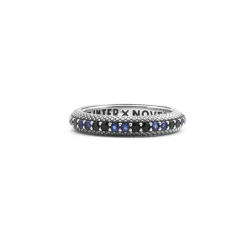 Inter Gioielli^IM X NOVE25 ANELLO FEDINA SQUAMATA CON BRILLANTI NERAZZURRI SILVER