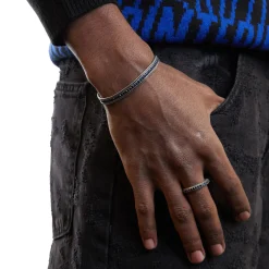 Inter Gioielli^IM X NOVE25 BRACCIALE IN ARGENTO CON BRILLANTI NERAZZURRI SILVER